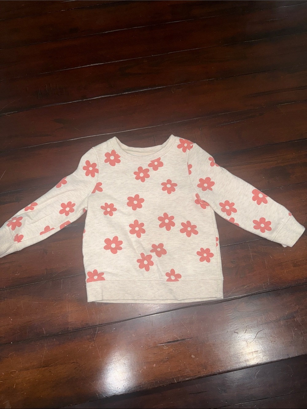 Cat & Jack Heathered Cream Sweatshirt with Coral Flower Print